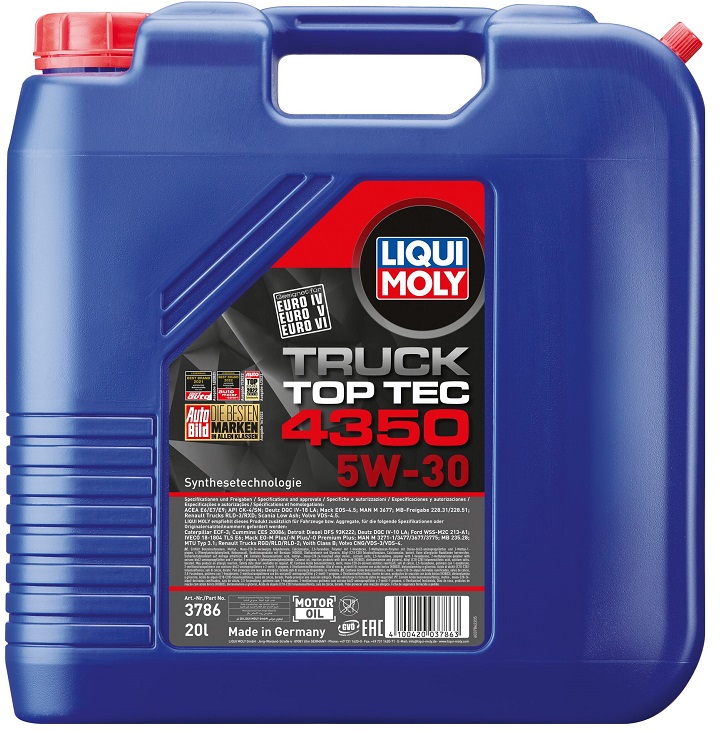 Масло моторное синтетическое Liqui Moly 3786 Top Tec Truck 4350, 5W-30, 20 л