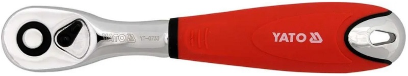 Трещотка с изогнутой ручкой YATO YT-0735, 1/2, Т72, 255 мм