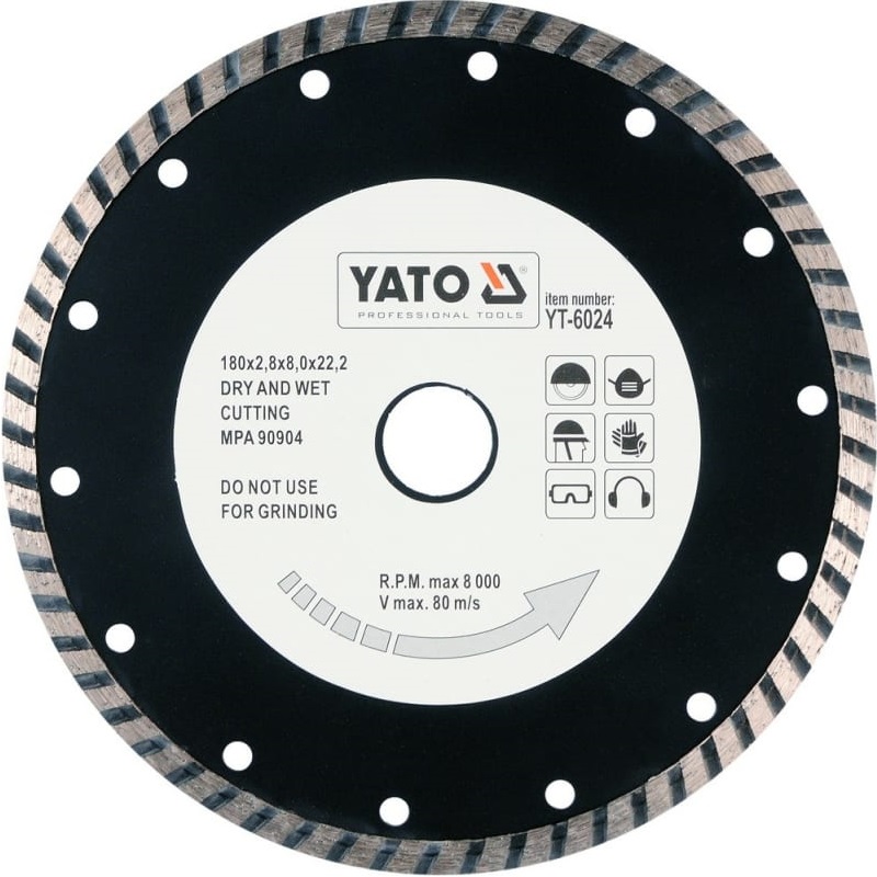 Диск алмазный отрезной универсальный TURBO YATO YT-6024, 180х22.2 мм