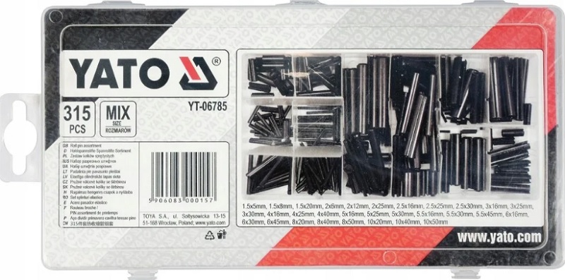 Набор штифтов Yato YT-06785, цилиндрических, разрезных, 315 предметов