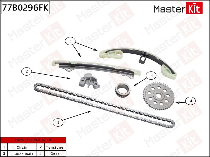 Комплект цепи ГРМ HONDA JAZZ Masterkit 77B0296FK