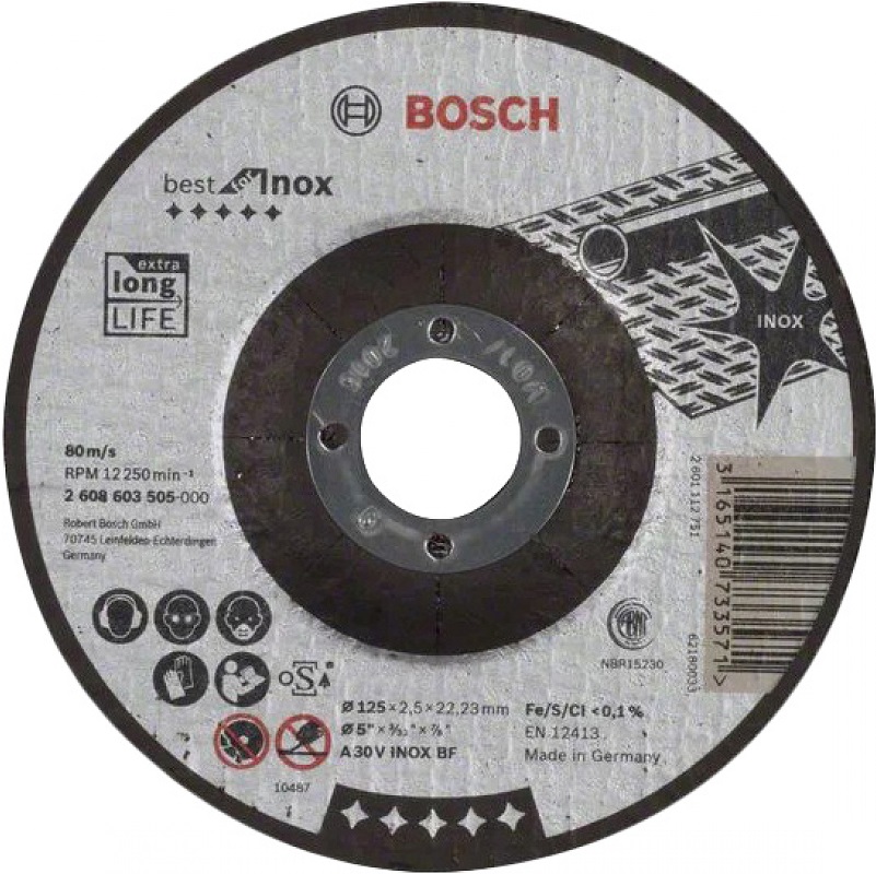 Отрезной круг по нержавеющей стали Bosch 2608603505, 125x2.5 мм