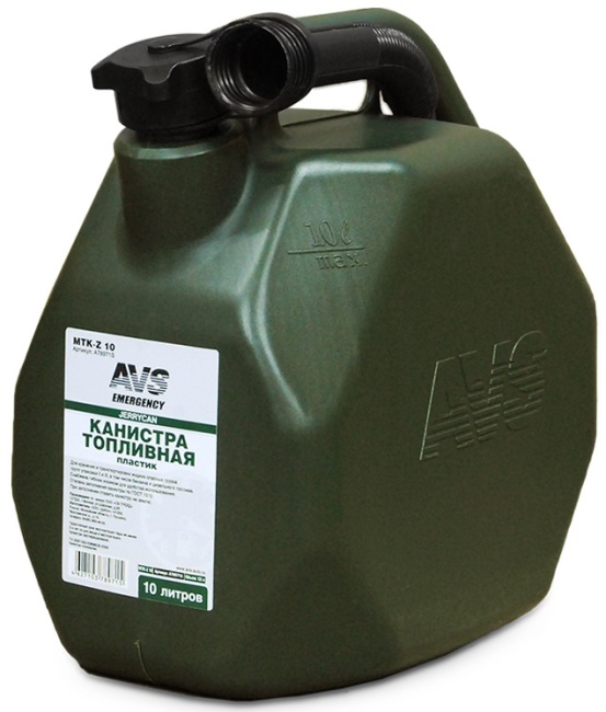 Канистра топливная пластиковая (темно-зелёная) AVS МТК-Z 10 (10 литров)