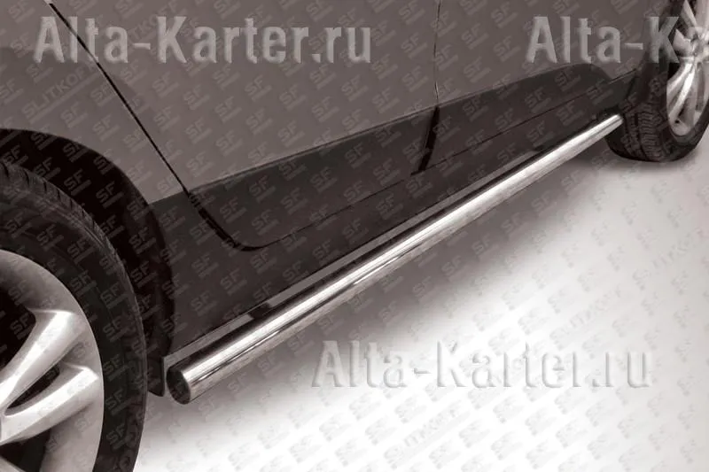 Пороги Slitkoff труба d57 ЧЕРНЫЕ матовые для Kia Sportage II 2008-2010