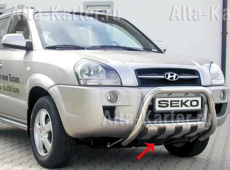 Защита Seko передняя, нижняя d 50 мм (без уголков) Hyundai Tucson I 2005-2010