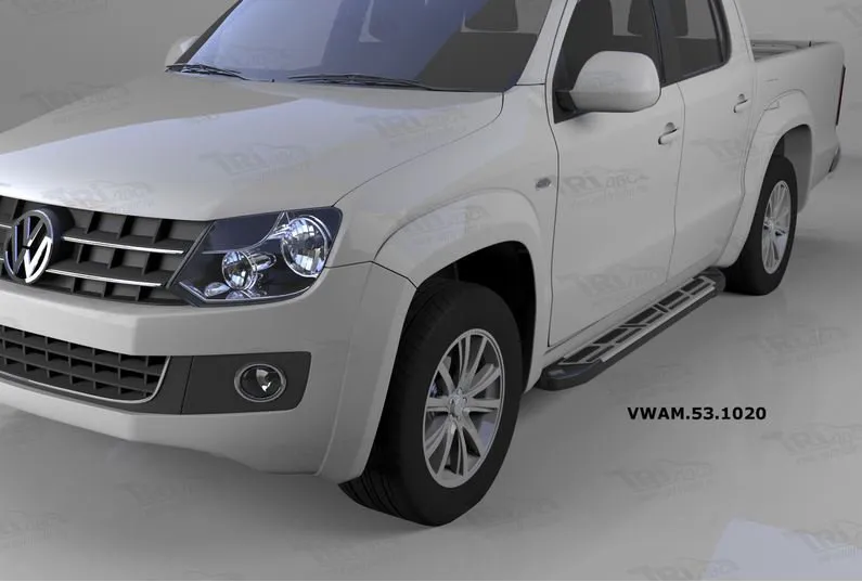 Пороги алюминиевые Corund для Volkswagen Amarok 2010-2015