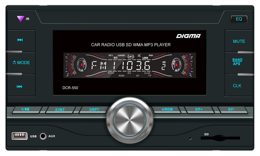 Автомагнитола Digma DCR-550, USB, 2DIN, 4x50Вт