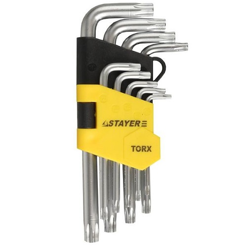 Набор имбусовых Torx ключей STAYER MASTER 2743-H9, T2-T10, 9 штук