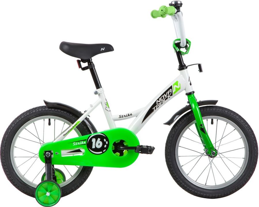 Велосипед детский Novatrack Strike (2020),  белый/зеленый 163STRIKEWTG20