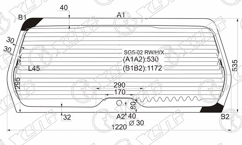 Стекло заднее с обогревом SUBARU FORESTER XYG SG5-02 RW/H/X 