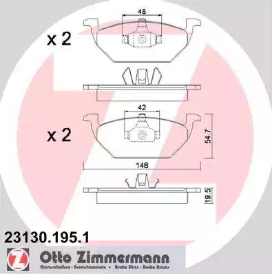 Колодки тормозные дисковые передние AUDI A3 Otto Zimmermann 23130.195.1