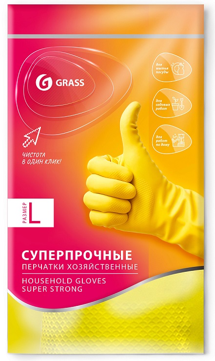 Хозяйственные латексные перчатки Grass IT-0742, размер L