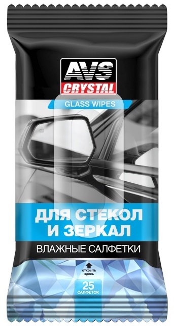 Влажные салфетки Для стекол и зеркал AVS A78101S, 25 шт