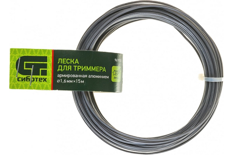 Леска для триммера СИБРТЕХ 961955, звезда, армированная, 1.6 мм x15 м
