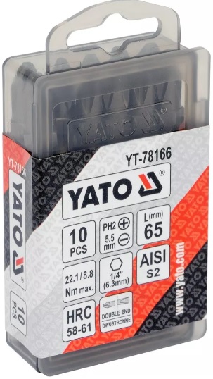 Набор бит Yato YT-78166, PH2-5.5, 65 мм, 10 шт
